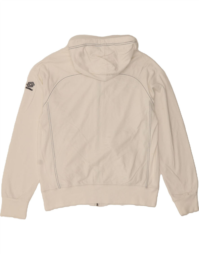 LOTTO Mens Zip Hoodie Sweater Medium White Vintage Lotto and Second-Hand Lotto from Messina Hembry 