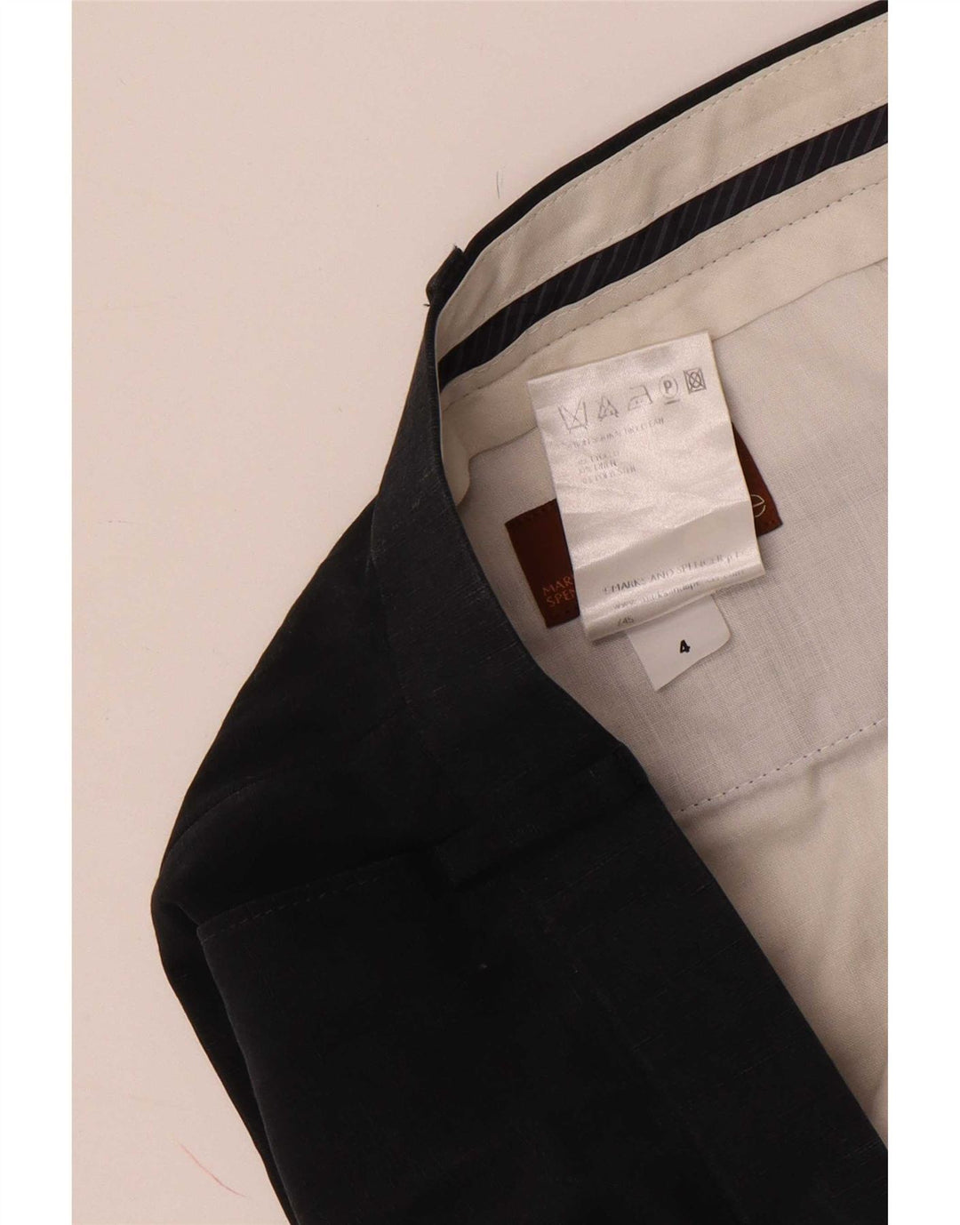 Marks & Spencer Mens Pegged Suit Trousers W42 L33 Navy Blue Lyocell