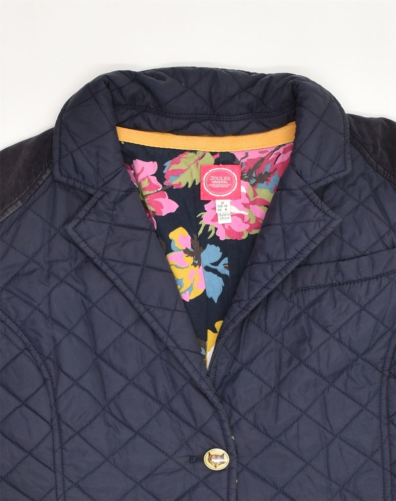 JOULES Womens Quilted Jacket UK 12 Medium  Navy Blue Polyester | Vintage Joules | Thrift | Second-Hand Joules | Used Clothing | Messina Hembry 