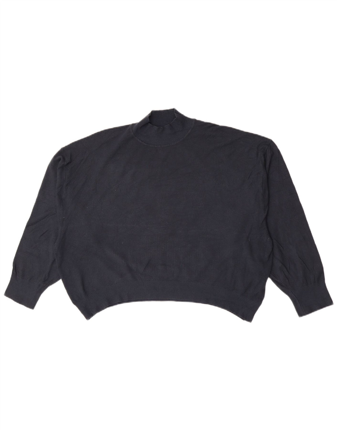 Zara Womens Oversized Turtle Neck Jumper Sweater UK 16 Large Navy Blue