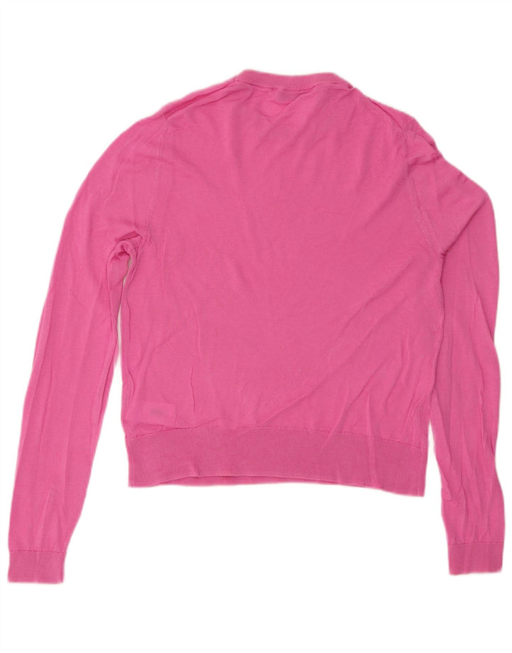 Zara Womens Crew Neck Jumper Sweater UK 12 Medium Pink Lyocell