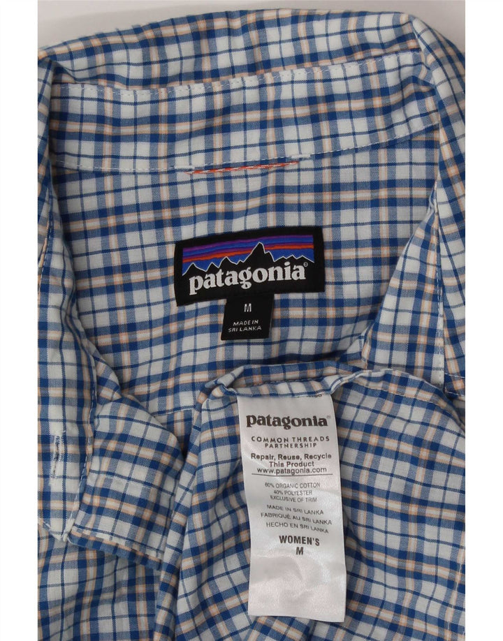 Patagonia Womens Shirt UK 14 Medium Blue Check Cotton
