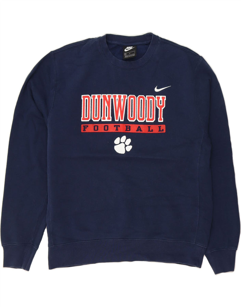 NIKE Mens Dunwoody Graphic Sweatshirt Jumper Medium Navy Blue Cotton Vintage Nike and Second-Hand Nike from Messina Hembry 