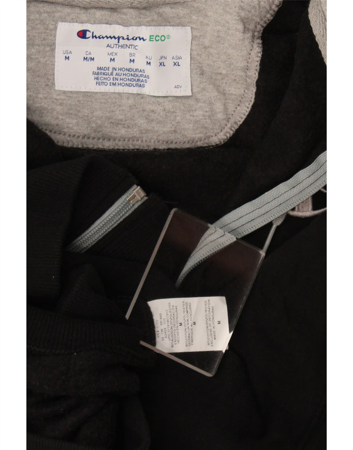 Champion Mens Zip Hoodie Sweater Medium Black Cotton