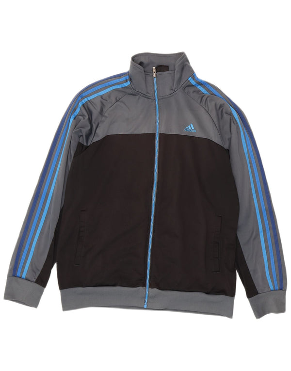 Adidas Mens Tracksuit Top Jacket UK 44/46 Large Grey Colourblock Polyester