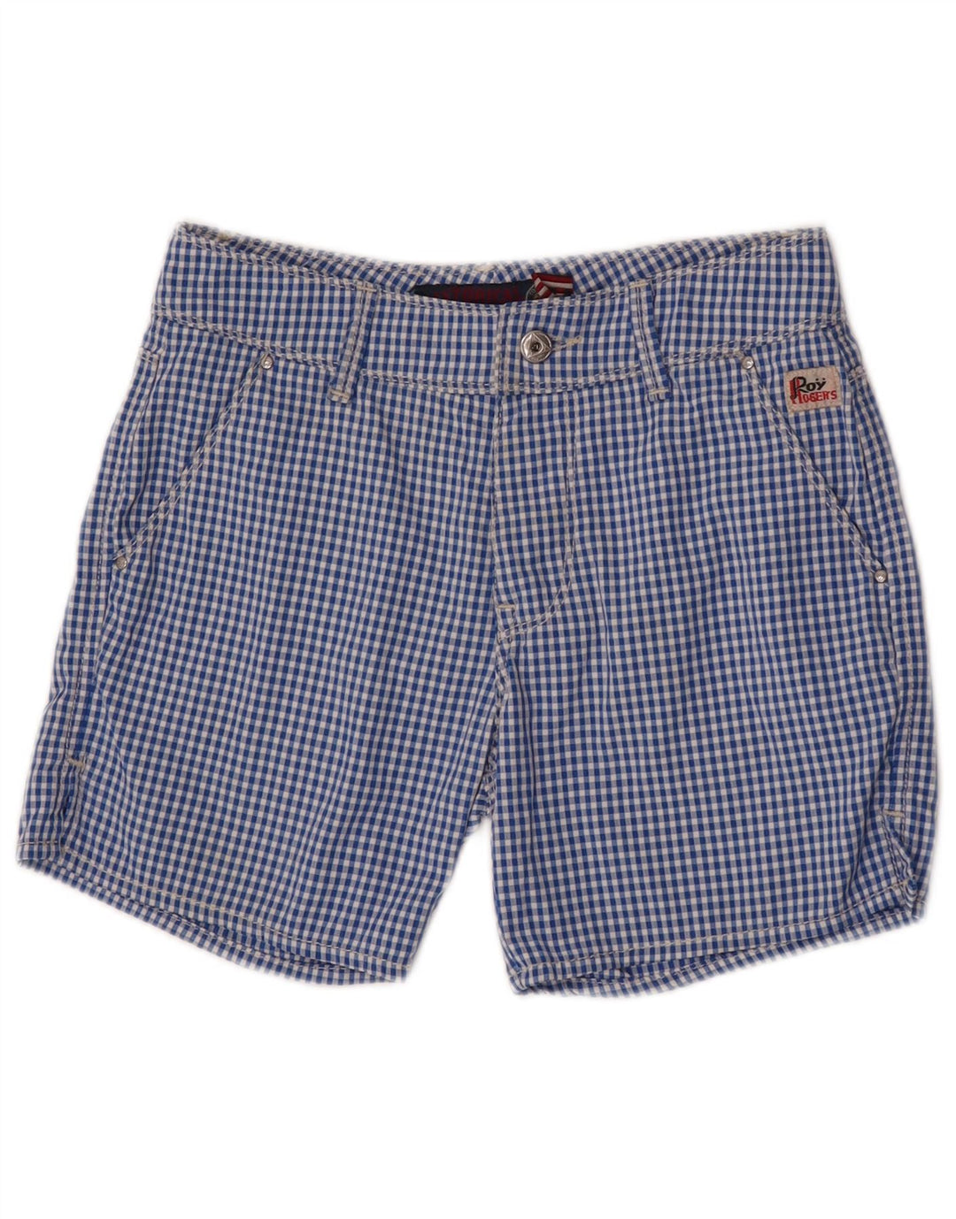Roy Rogers Boys Chino Shorts 11-12 Years W26 Blue Gingham Polyamide