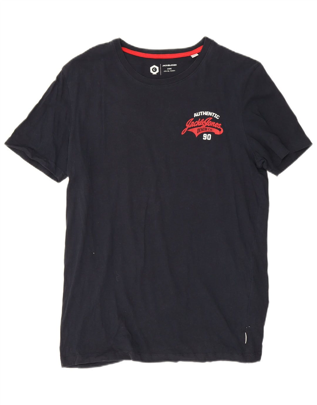 Jack & Jones Mens Graphic T-Shirt Top Medium Navy Blue Cotton