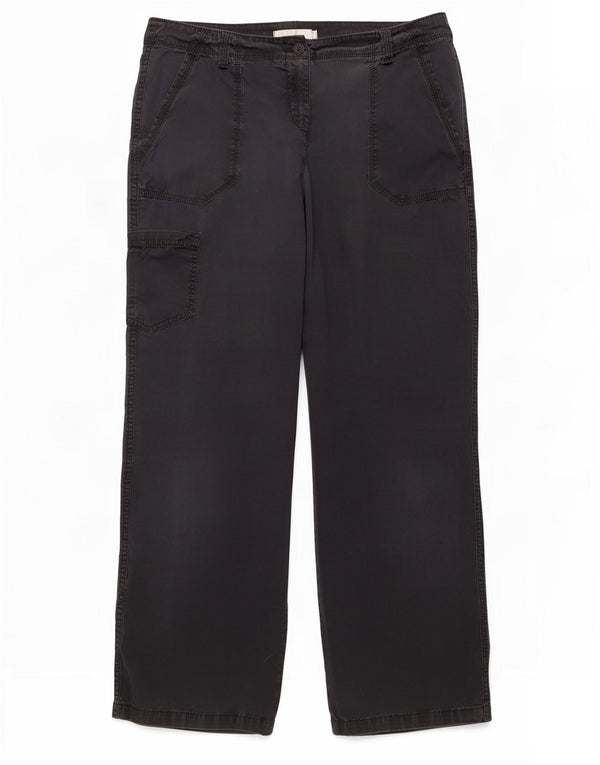 Marks & Spencer Womens Straight Cargo Trousers Medium W34 L30 Black Cotton