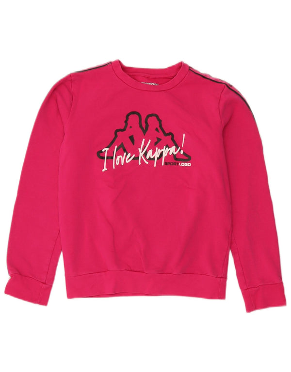 Kappa Girls Graphic Sweatshirt Jumper 13-14 Years Pink Cotton
