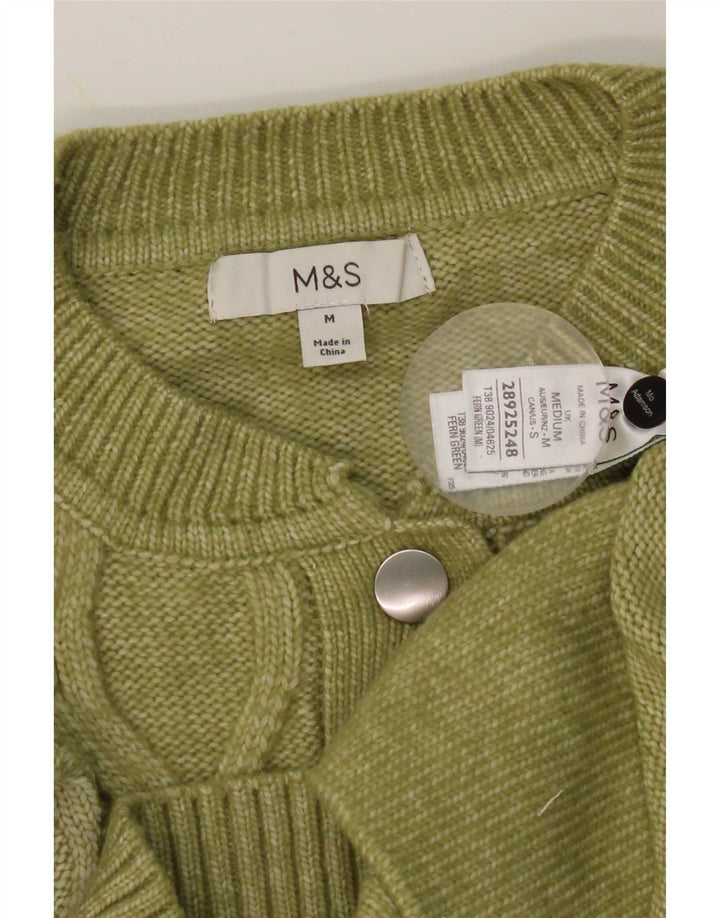 Marks & Spencer Womens Cardigan Sweater UK 14 Medium Green Polyester