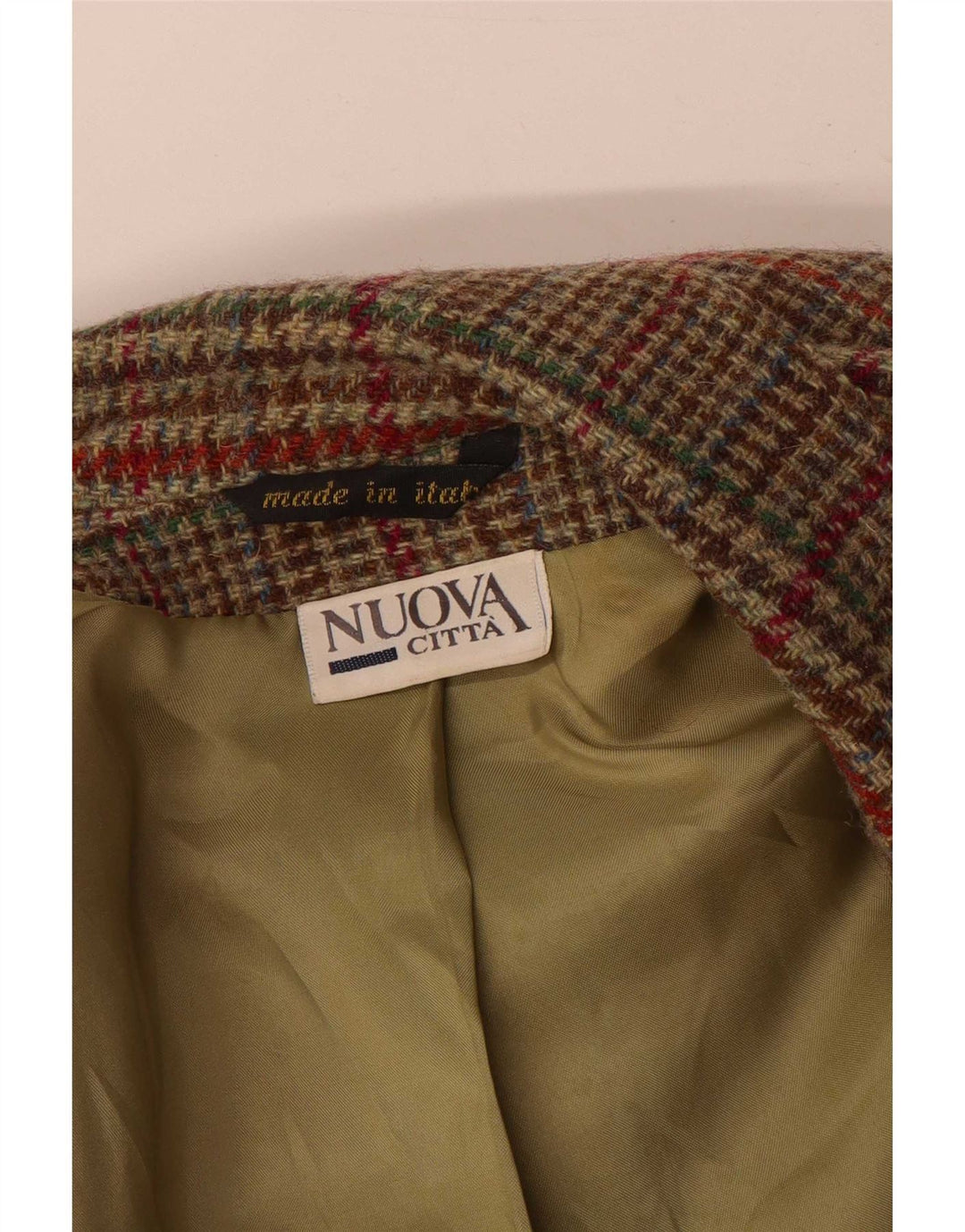 Nuova Citta Womens 2 Button Blazer Jacket IT 46 Large Green Houndstooth
