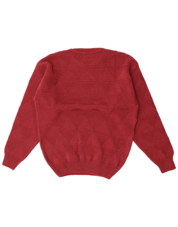 Vintage Mens Crew Neck Jumper Sweater IT 48/50 Medium Maroon Argyle/Diamond