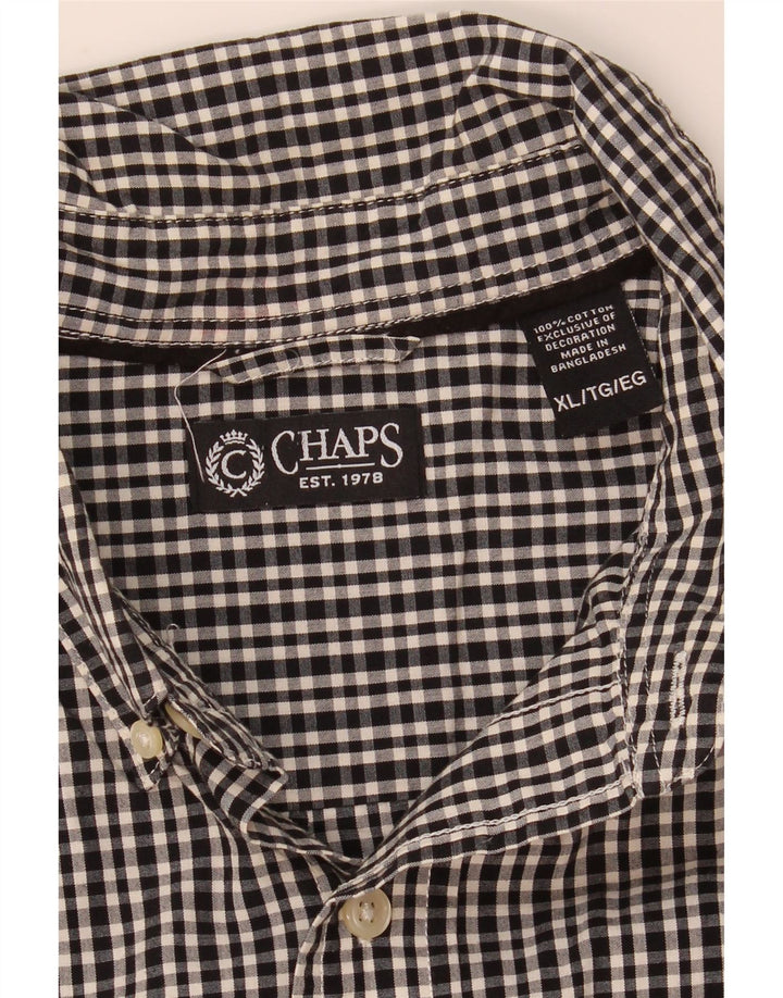 Chaps Mens Shirt XL Black Gingham Cotton