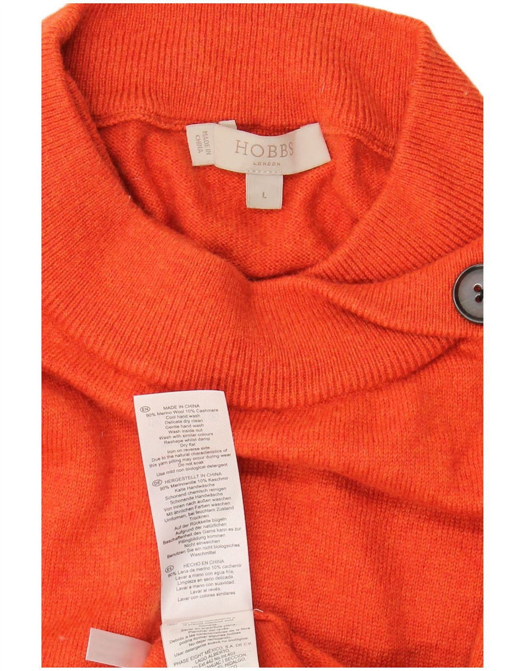 HOBBS Womens Turtle Neck Jumper Sweater UK 16 Large Orange Wool