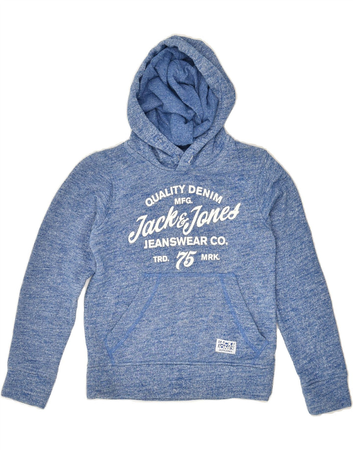 JACK & JONES Boys Graphic Hoodie Jumper 6-7 Years Blue Flecked Polyester | Vintage Jack & Jones | Thrift | Second-Hand Jack & Jones | Used Clothing | Messina Hembry 
