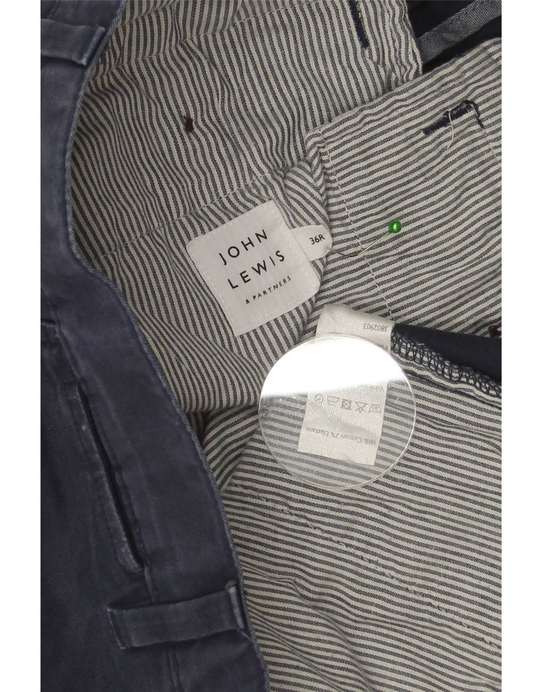 John Lewis Mens Regular Chino Shorts W36 Large Navy Blue Cotton