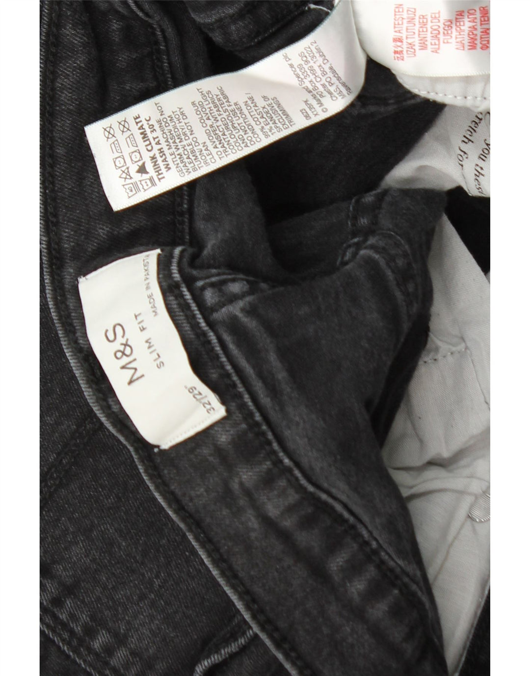 Marks & Spencer Mens Slim Jeans W32 L26 Black Cotton