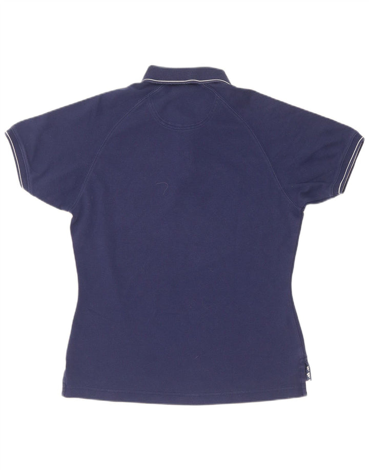 Adidas Womens Polo Shirt UK 12 Medium Navy Blue Cotton