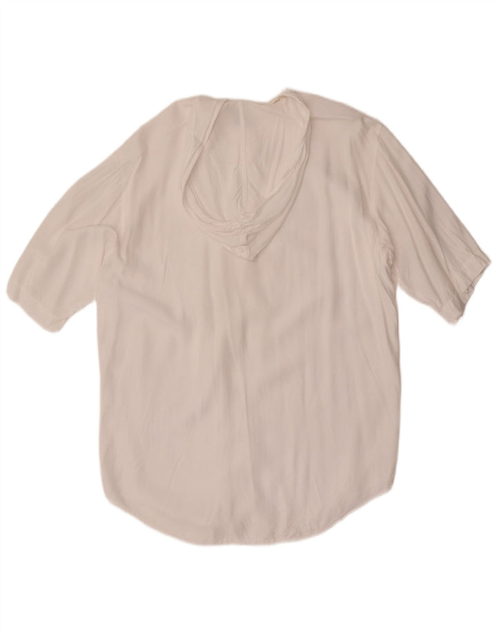 Benetton Mens Hooded Short Sleeve Shirt Medium White