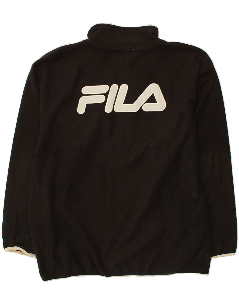 FILA Mens Graphic Zip Neck Fleece Jumper XL Black Polyester | Vintage Fila | Thrift | Second-Hand Fila | Used Clothing | Messina Hembry 