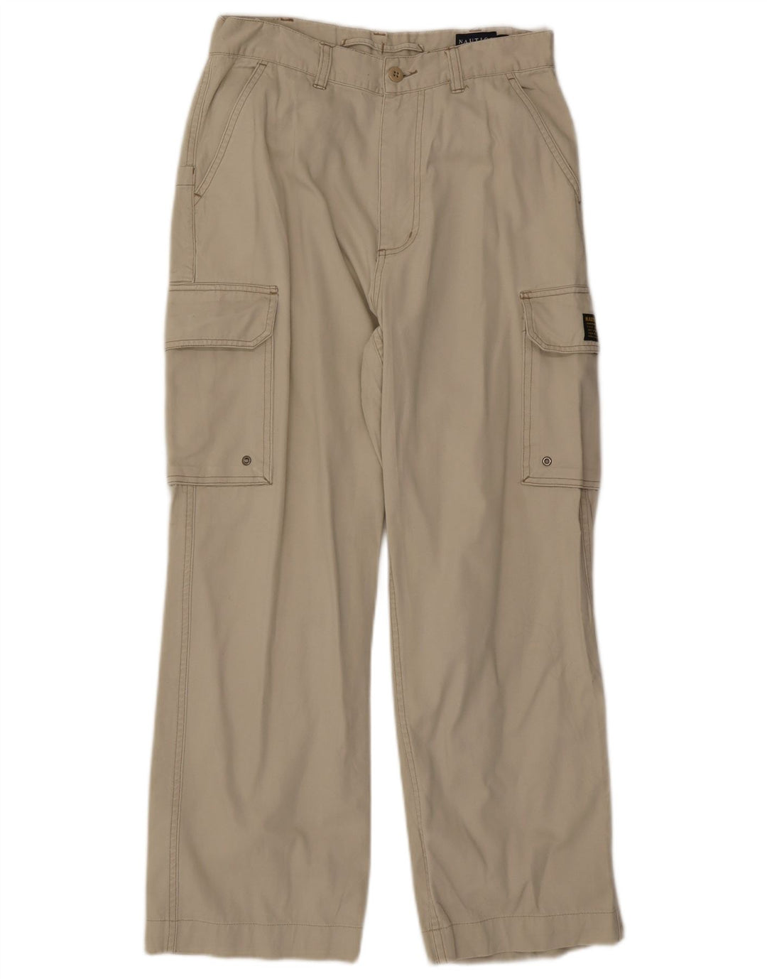 Nautica Mens Straight Cargo Trousers W30 L27 Beige Cotton