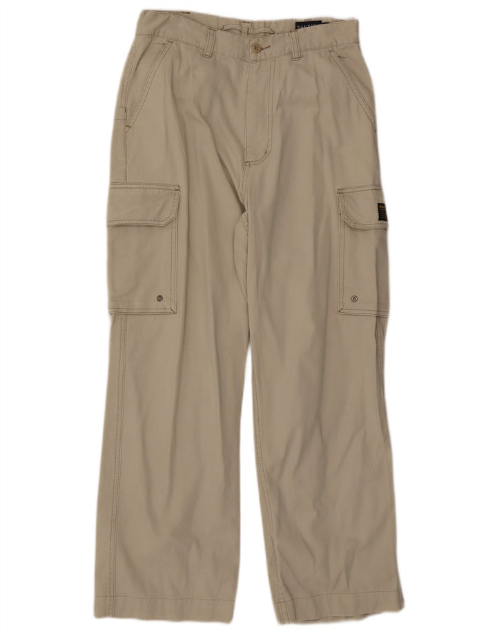 Nautica Mens Straight Cargo Trousers W30 L27 Beige Cotton