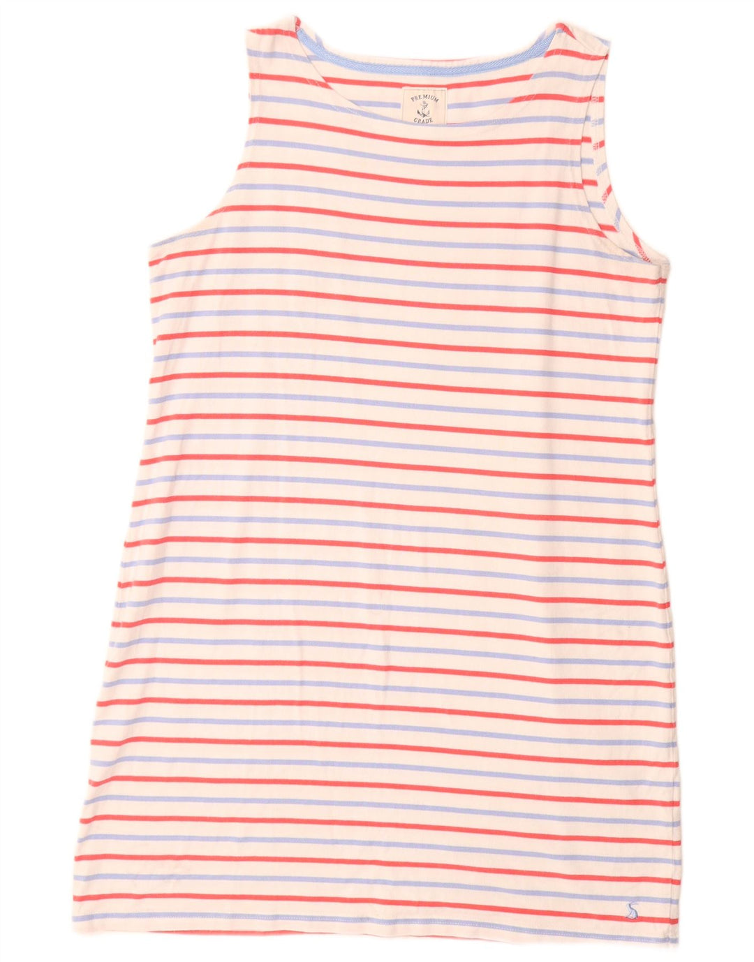 JOULES Womens Sleeveless T-Shirt Dress UK 16 Large  White Striped Cotton