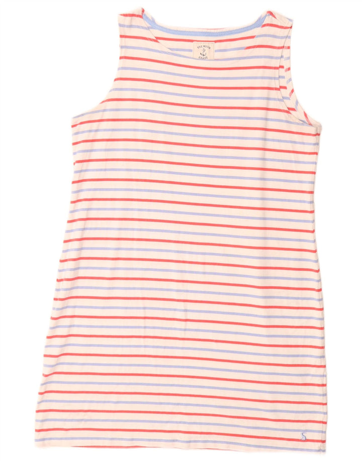 JOULES Womens Sleeveless T-Shirt Dress UK 16 Large  White Striped Cotton