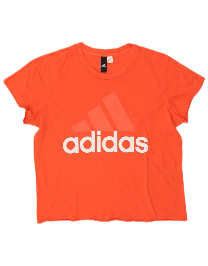 Adidas Womens Crop Graphic T-Shirt Top UK 12 Medium Orange