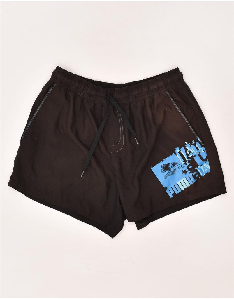 PUMA Mens Graphic Sport Shorts Large Brown | Vintage Puma | Thrift | Second-Hand Puma | Used Clothing | Messina Hembry 