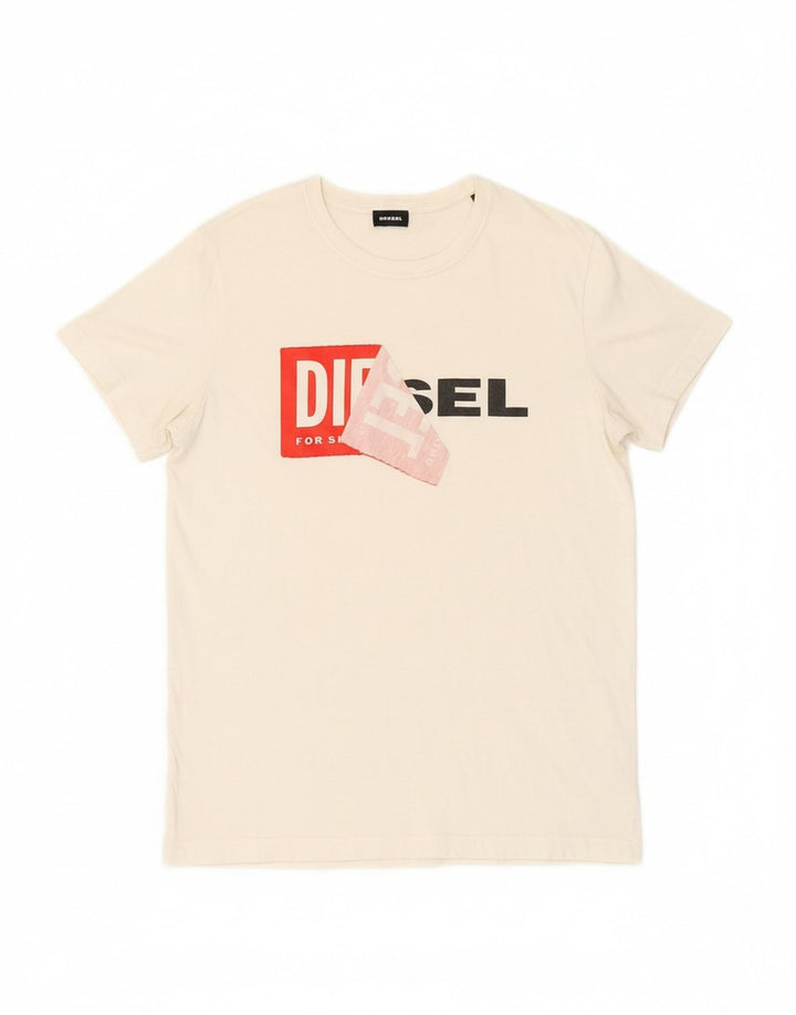 DIESEL Mens Graphic T-Shirt Top Large White Cotton Vintage Diesel and Second-Hand Diesel from Messina Hembry 