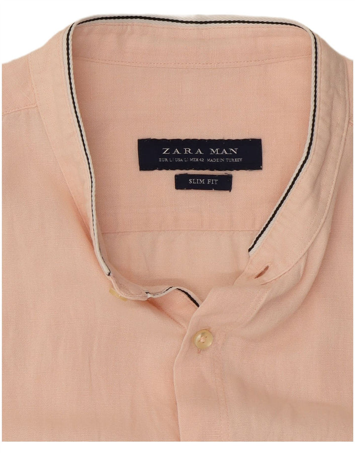 Zara Mens Short Sleeve Slim Fit Shirt Large Pink