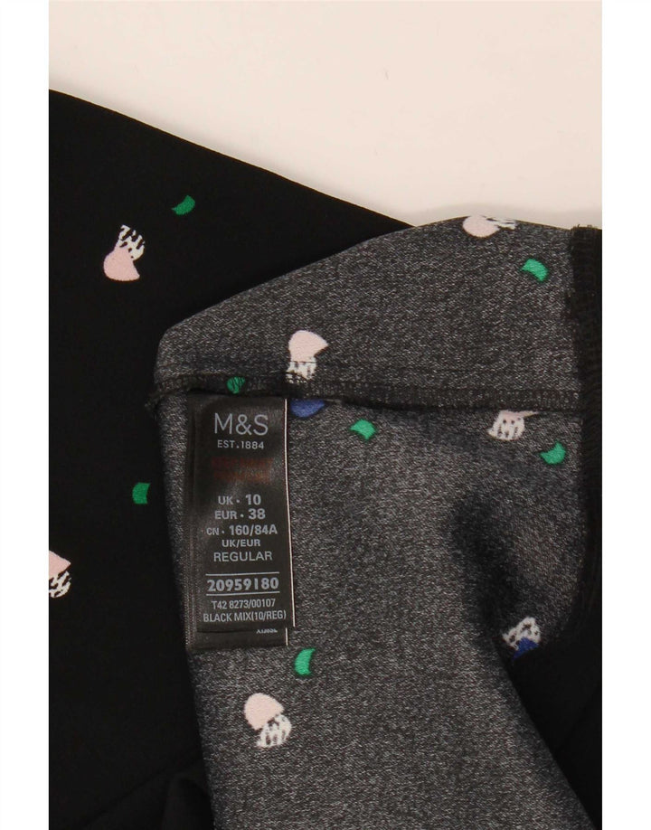 Marks & Spencer Womens Abstract Pattern A-Line Dress UK 10 Small Black