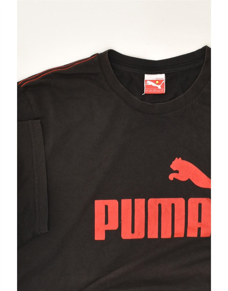 PUMA Mens Graphic T-Shirt Top XL Black Vintage Puma and Second-Hand Puma from Messina Hembry 