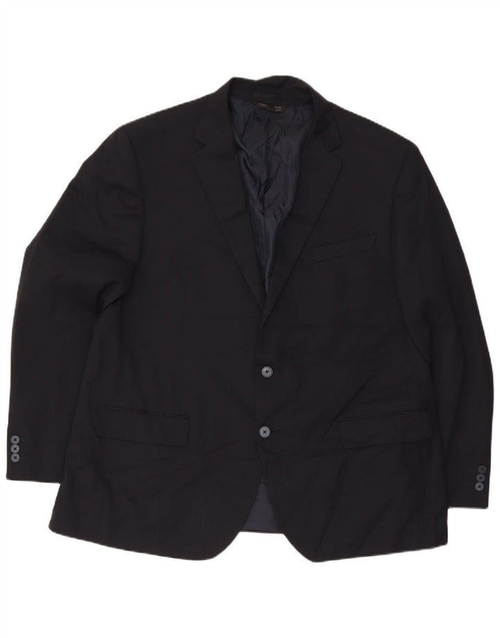 Marks & Spencer Mens 2 Button Blazer Jacket UK 48 4XL Navy Blue Polyester