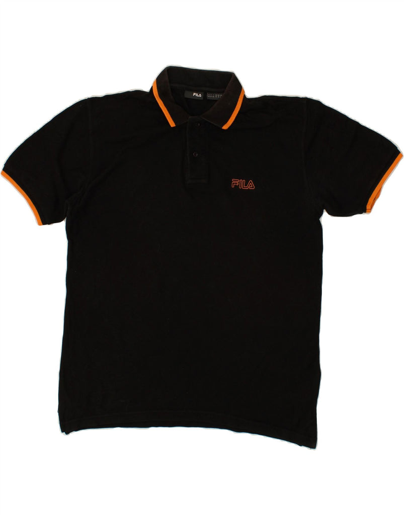 FILA Mens Polo Shirt IT 50 Medium Black Cotton | Vintage Fila | Thrift | Second-Hand Fila | Used Clothing | Messina Hembry 