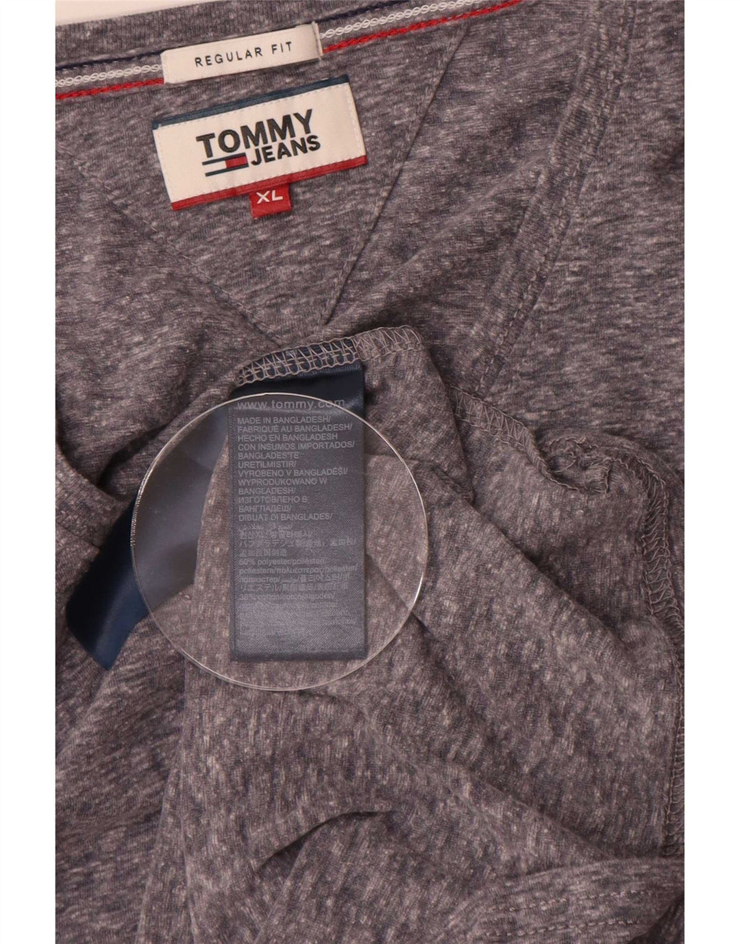 Tommy Hilfiger Mens Regular Fit T-Shirt Top XL Grey Flecked Polyester