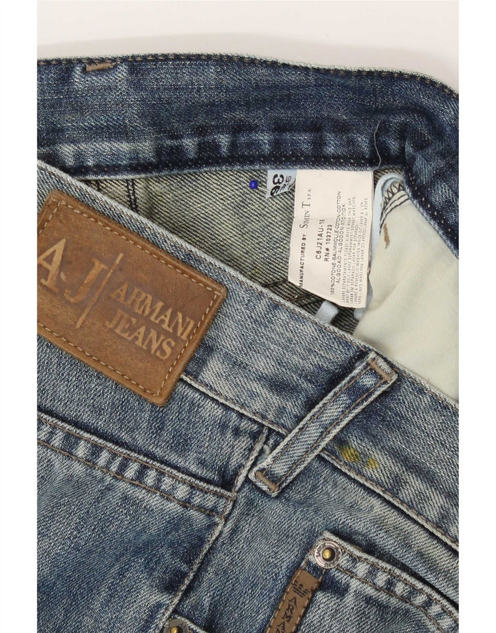 Armani Mens Distressed Straight Jeans W36 L30 Blue Cotton