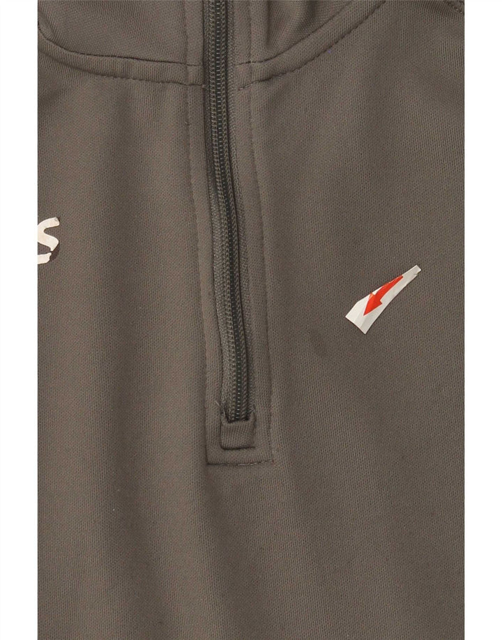 Asics Mens Zip Neck Pullover Tracksuit Top Large Grey Colourblock Polyester