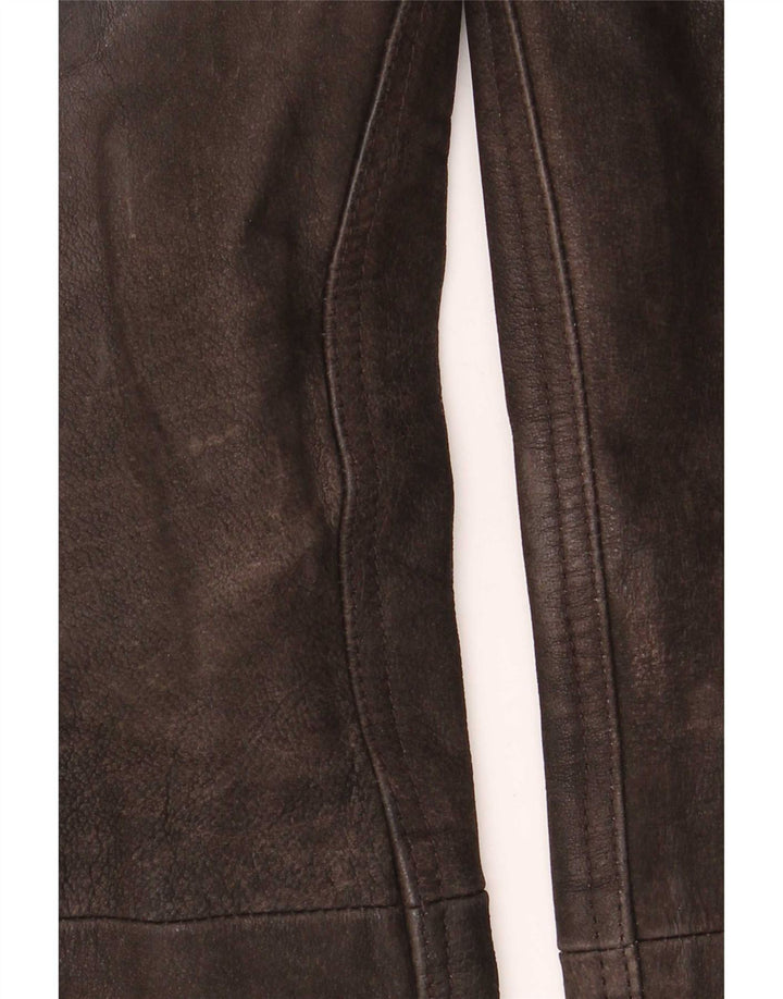 Vintage Mens Straight Leather Trousers W34 L32 Brown