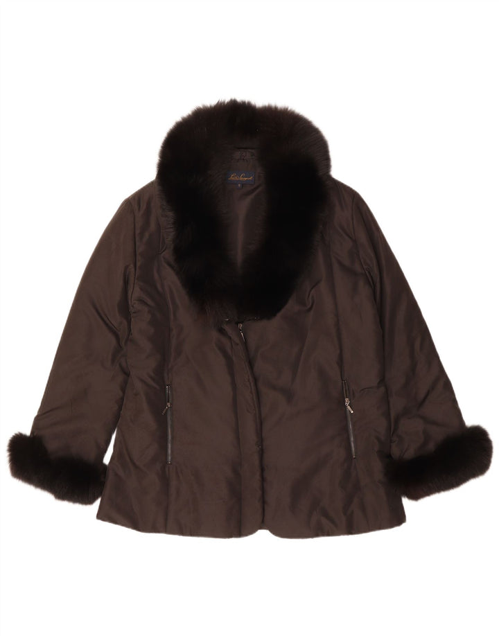 Luisa Spagnoli Womens Oversized Padded Jacket UK 10 Small Brown Polyester