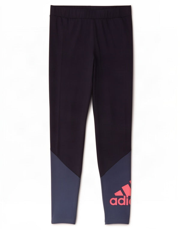 Adidas Girls Aeroready Graphic Leggings 14-15 Years Navy Blue Colourblock
