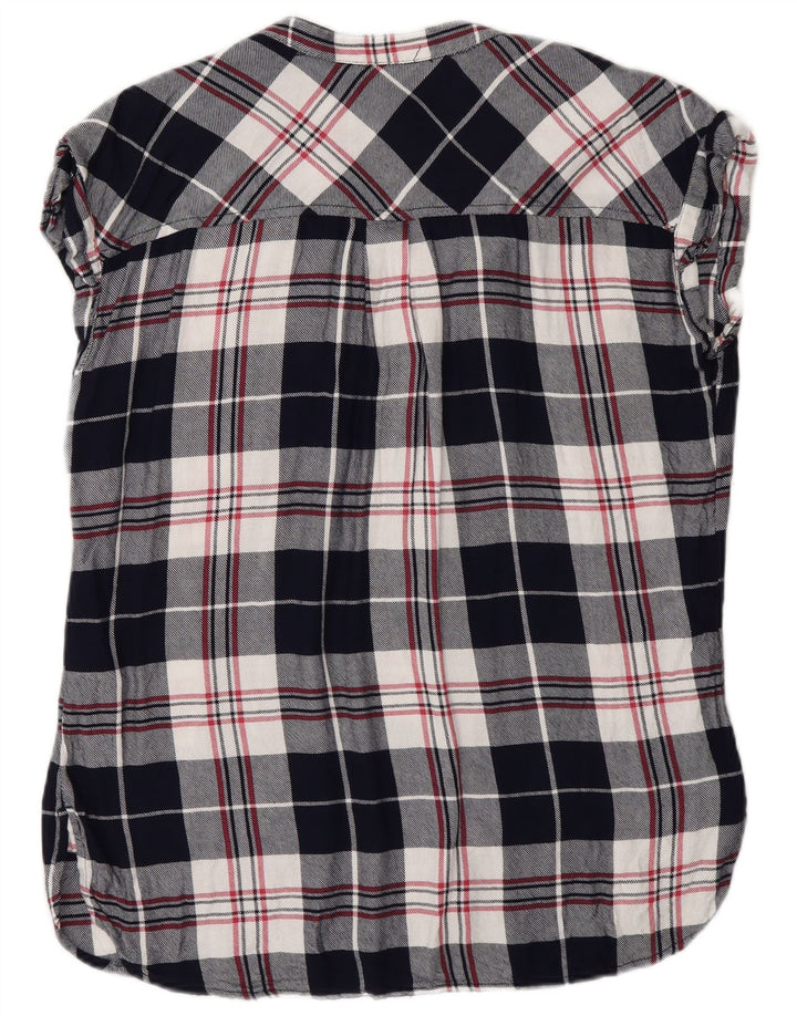 Gap Womens Short Sleeve Pullover Shirt UK 10 Small Black Plaid Viscose