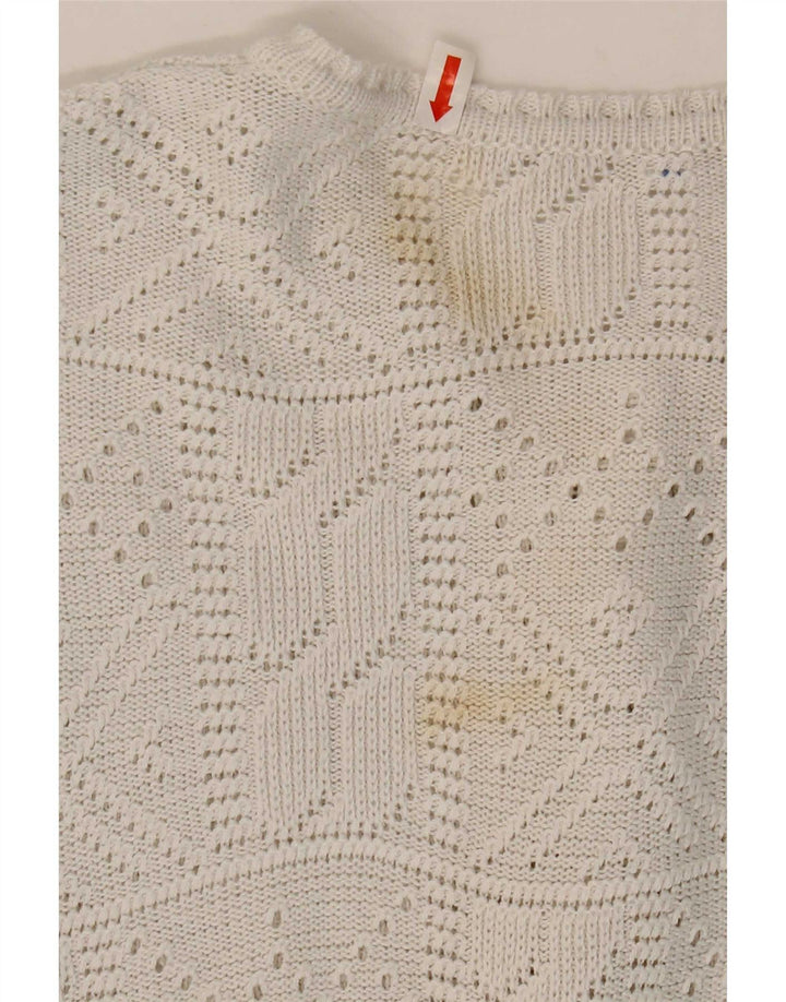Vintage Womens Button Neck Jumper Sweater IT 42 Medium White Acrylic