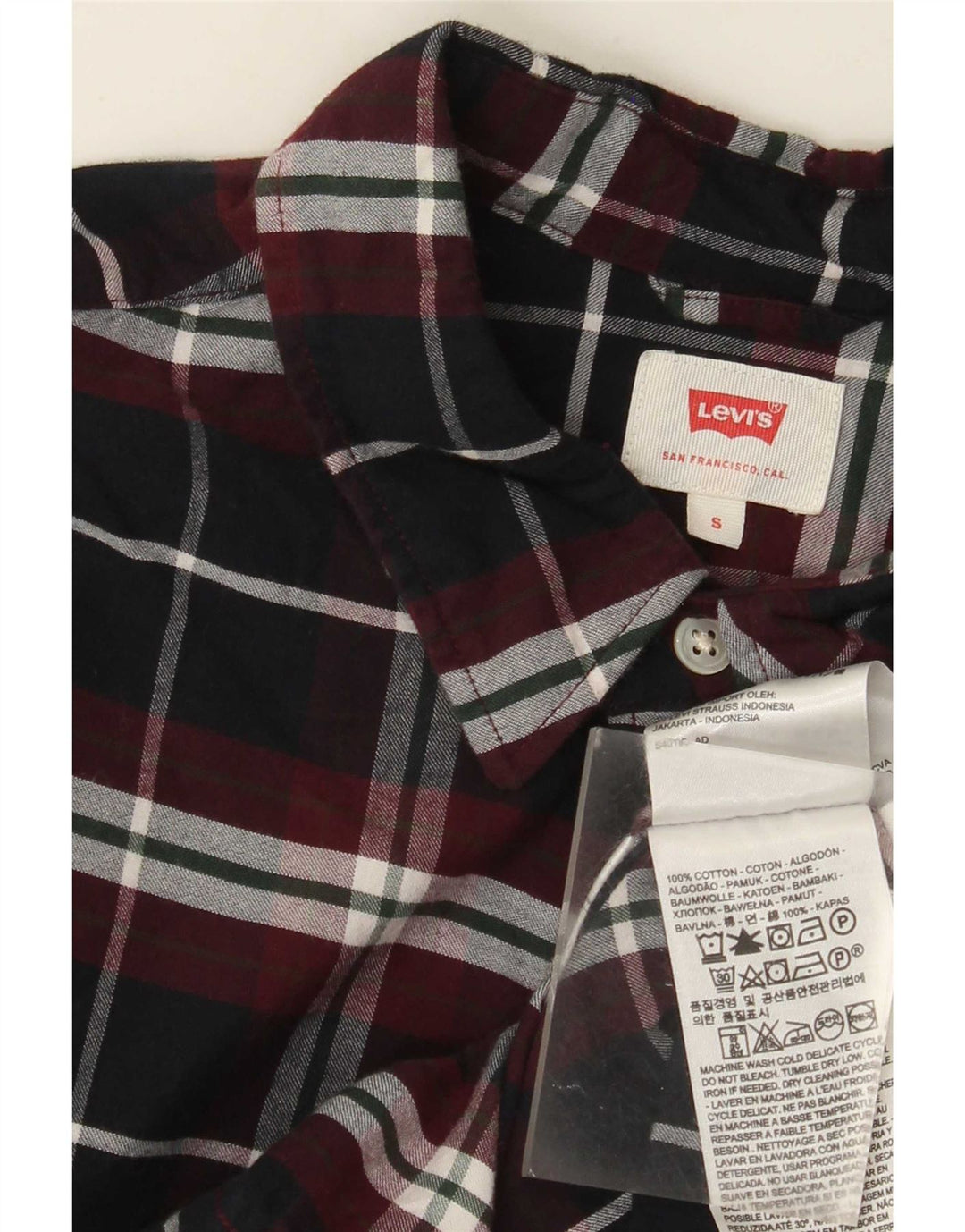 Levi's Mens Flannel Shirt Small Black Check Cotton