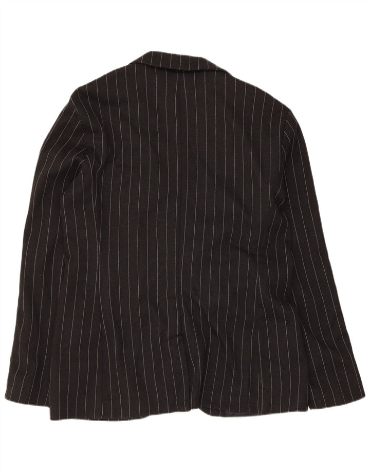 Zara Mens 2 Button Blazer Jacket UK 40 Large Black Striped Polyester
