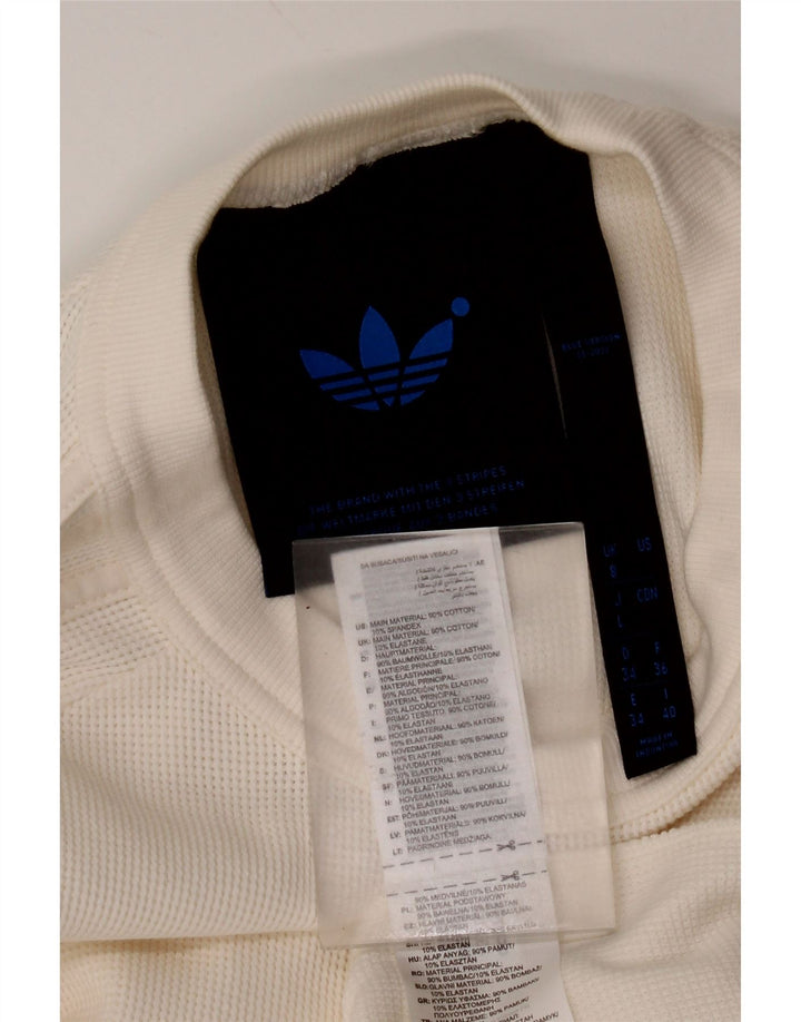 Adidas Womens Top Long Sleeve UK 8 Small White Cotton