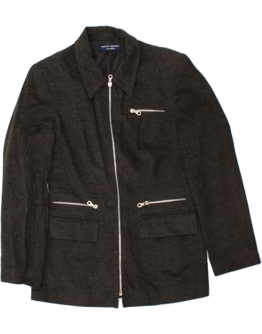 CONBIPEL Womens Full Zip Blazer Jacket IT 44 Medium Grey Viscose Vintage Conbipel and Second-Hand Conbipel from Messina Hembry 