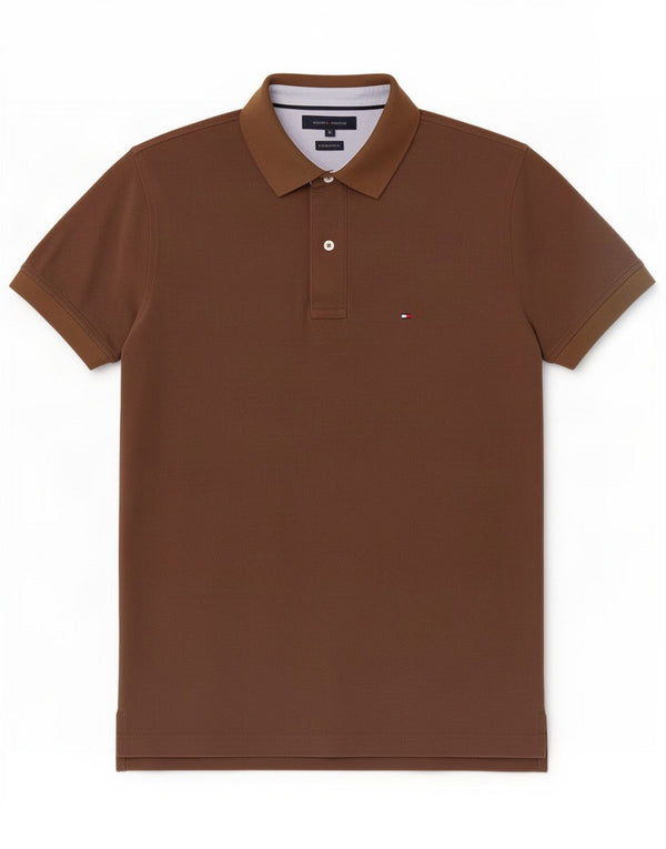 Tommy Hilfiger Mens Polo Shirt Small Brown Cotton