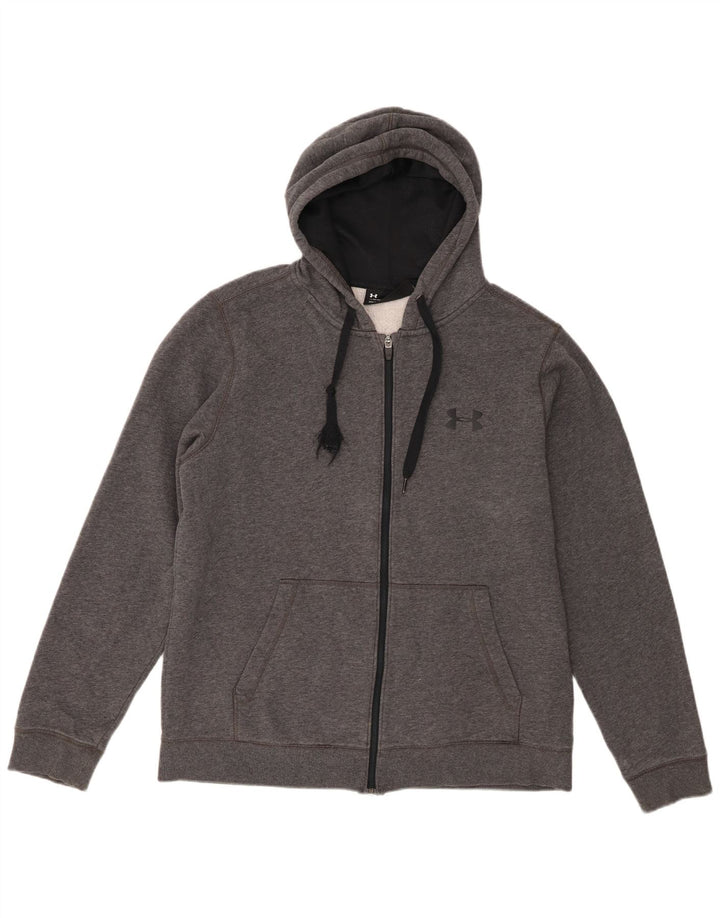 Under Armour Mens Cold Gear Zip Hoodie Sweater Large Grey Flecked